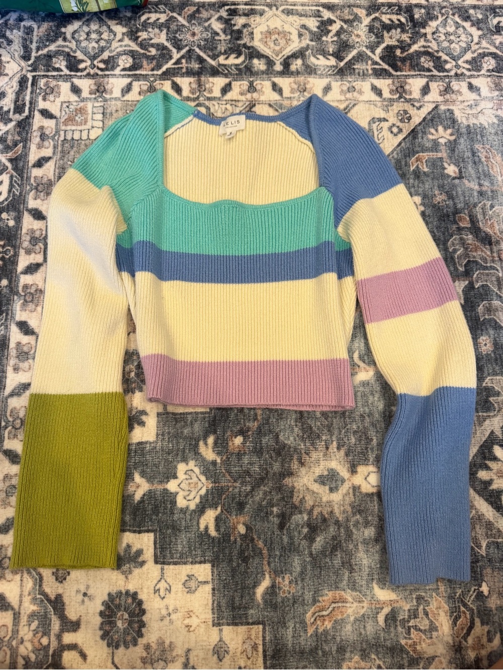 Le Lis Pastel Stripe Ribbed Sweater